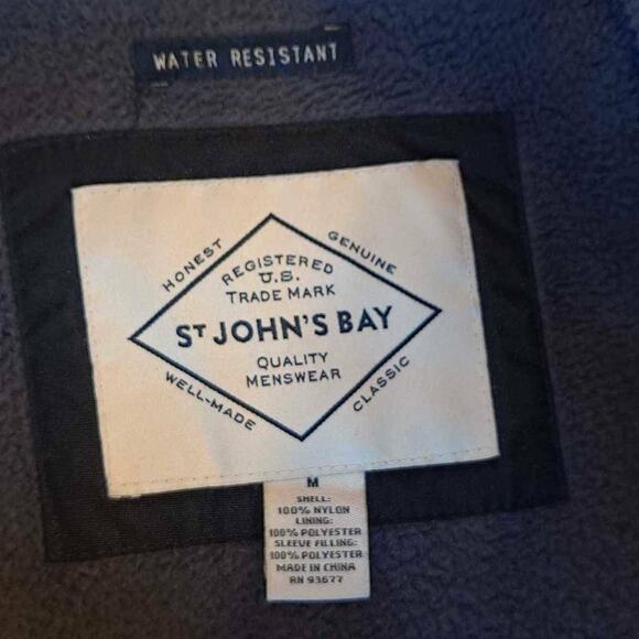 St. John's Bay Men's Jacket Coat Black Water Resistant Mock Neck Zipper Lined M - Picture 5 of 8